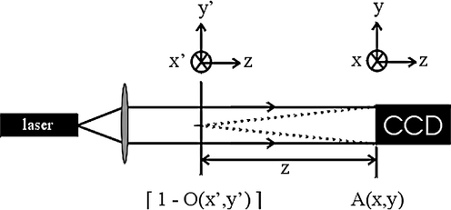 
   
    Figure 8: Experimental design of the recording of an in-line hologram
   
  