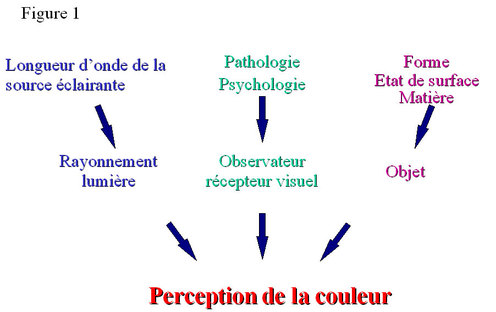 
   
    Figure 1 : Paramètres intervenant dans la perception d'une couleur
   
  